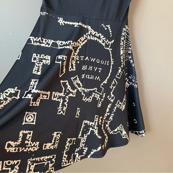 Harry Potter Women's Black Marauder's Map Fit & Flare Tank Dress Size Small - Picture 7 of 13